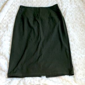 Stretchy Olive Green Knee Length Skirt